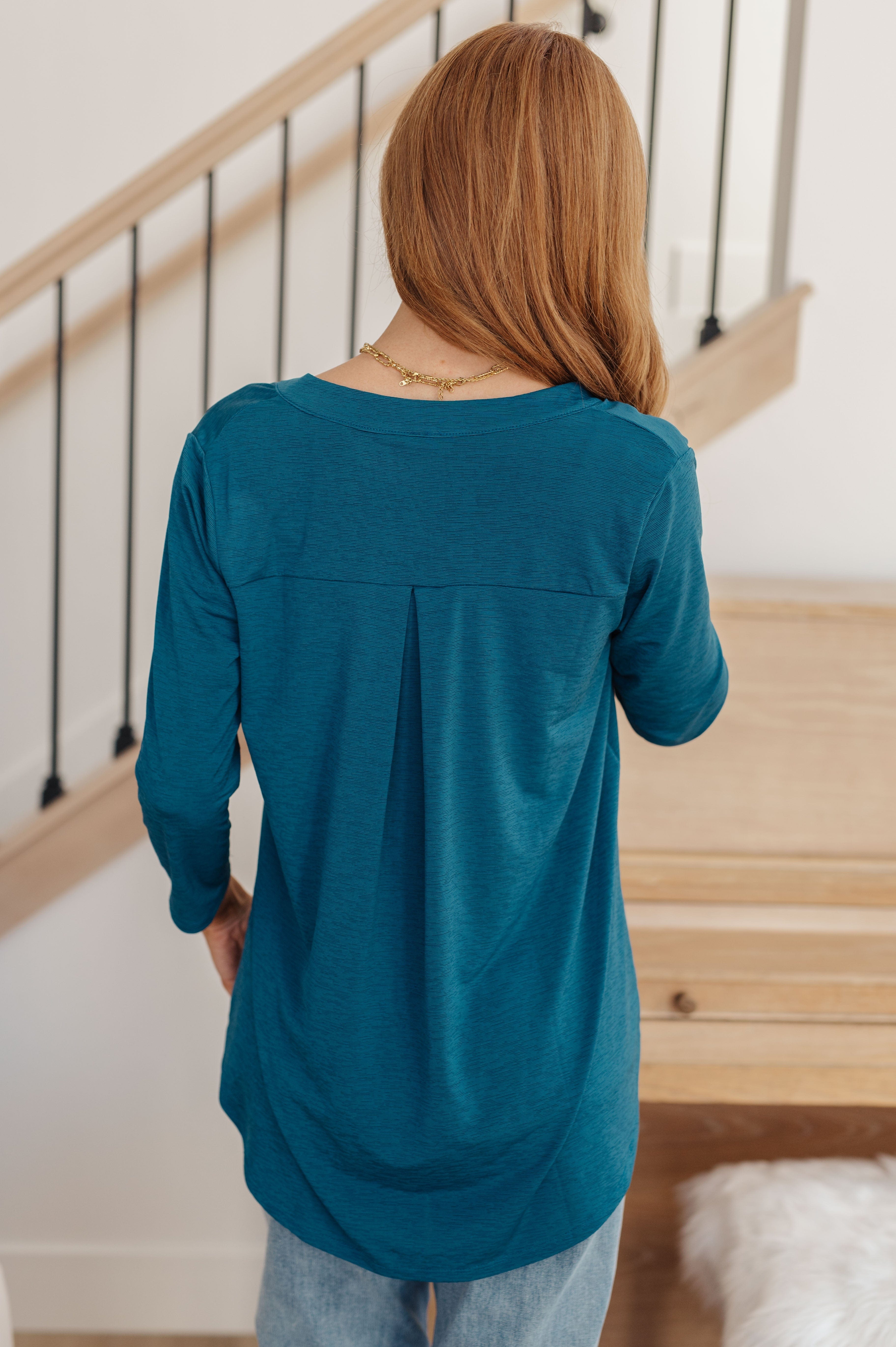 So Outstanding Top in Teal-Womens-Stay Foxy Boutique, Florissant, Missouri