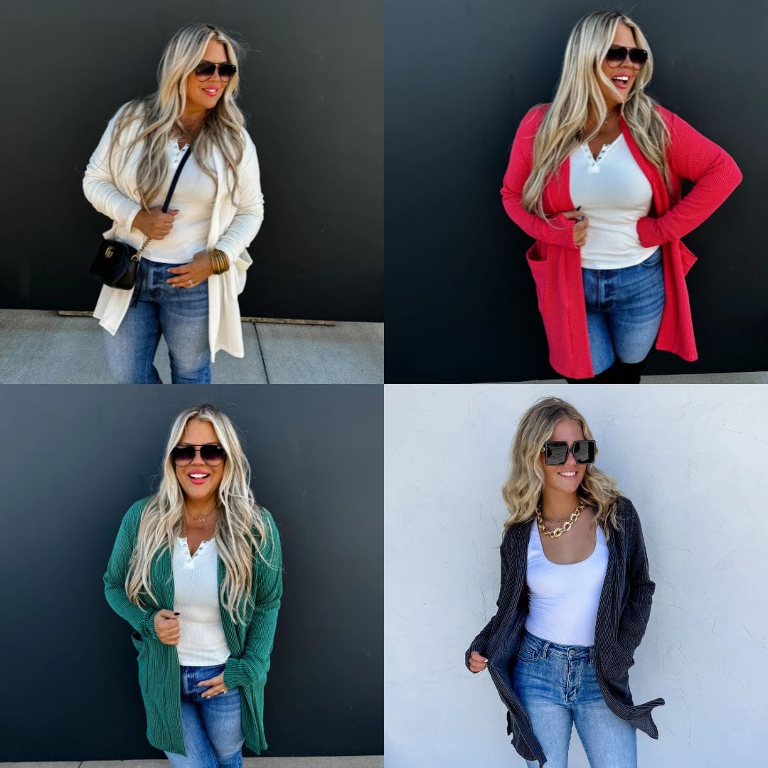 PREORDER: Winter Reese Ribbed Cardigan in Four Colors-Womens-Stay Foxy Boutique, Florissant, Missouri