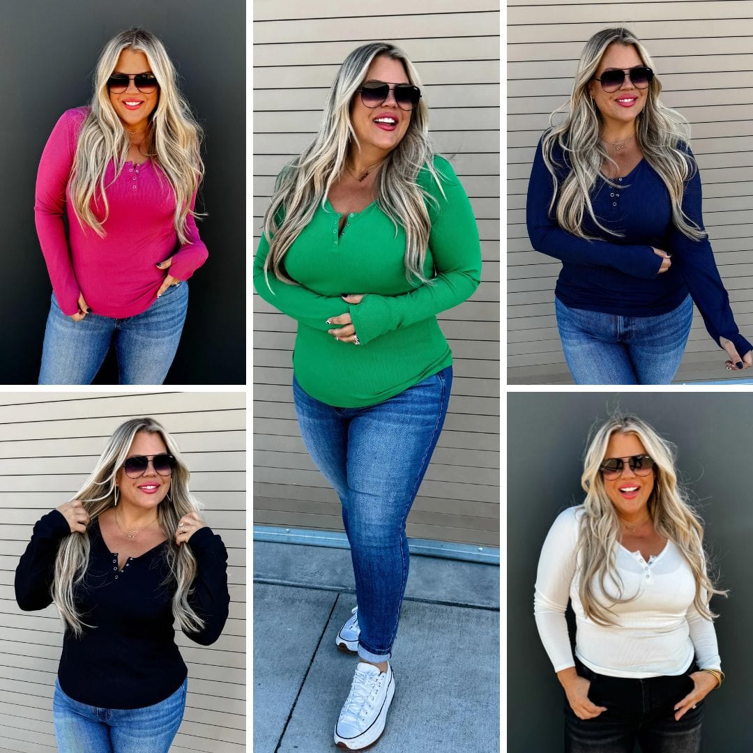 PREORDER: Brooklyn Snap Henley in Five Colors-Womens-Stay Foxy Boutique, Florissant, Missouri