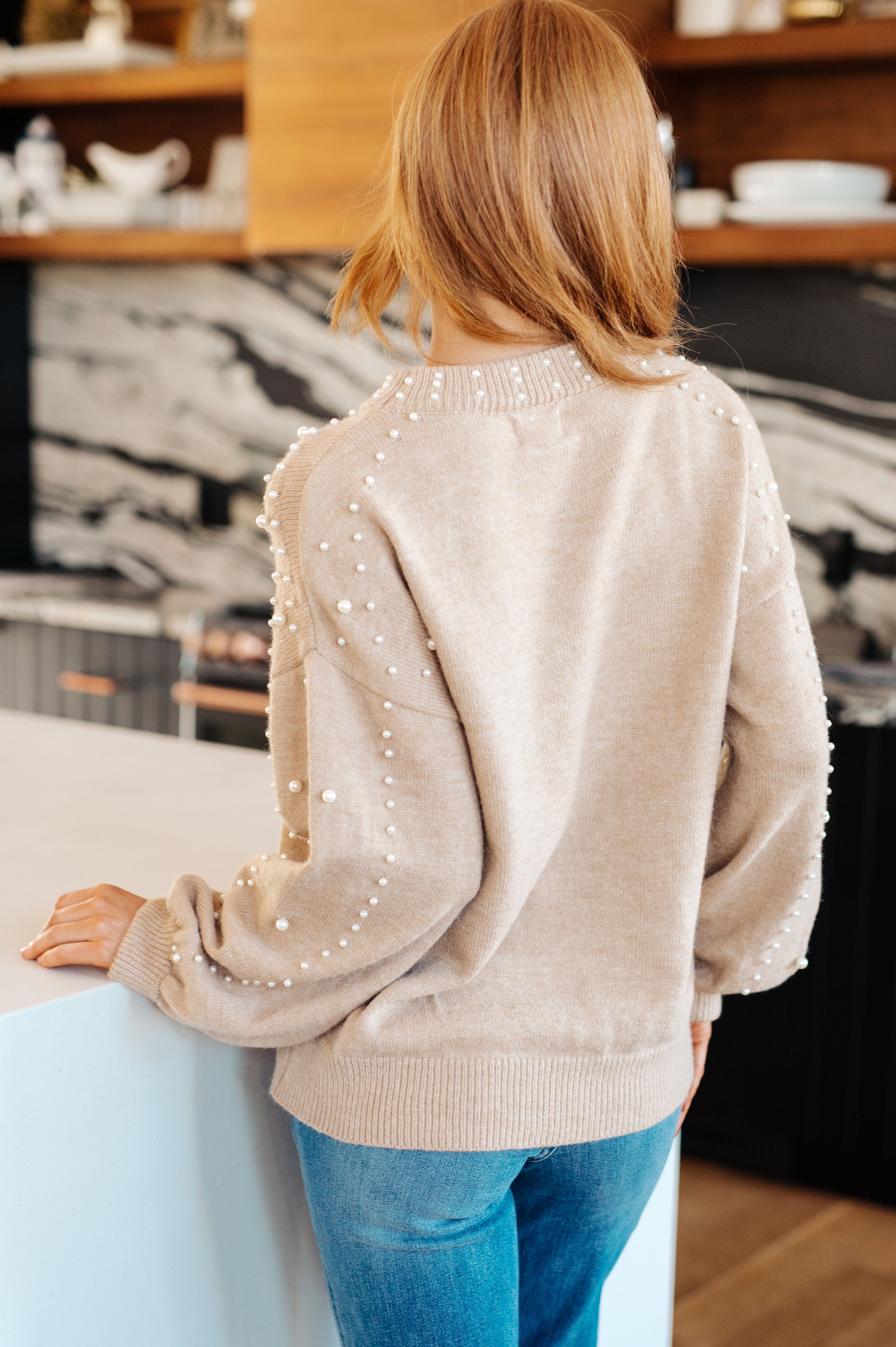 String Me Along Pearl Accent Sweater-Womens-Stay Foxy Boutique, Florissant, Missouri