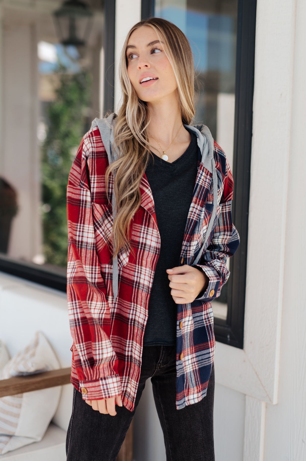 Alpine Raw Edge Long Sleeve Tee in Charcoal-Tops-Stay Foxy Boutique, Florissant, Missouri