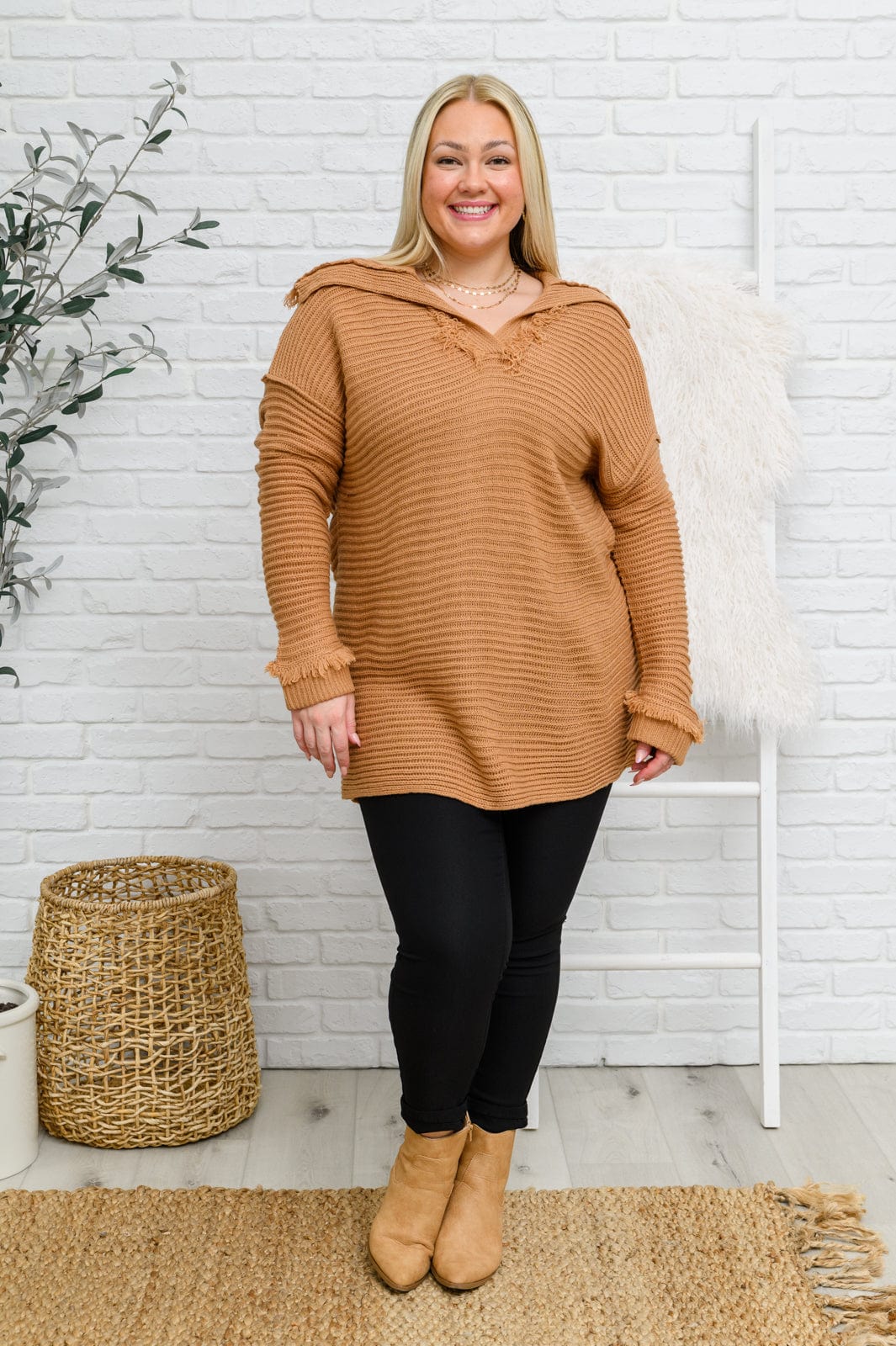 Travel Far & Wide Sweater in Taupe-Womens-Stay Foxy Boutique, Florissant, Missouri