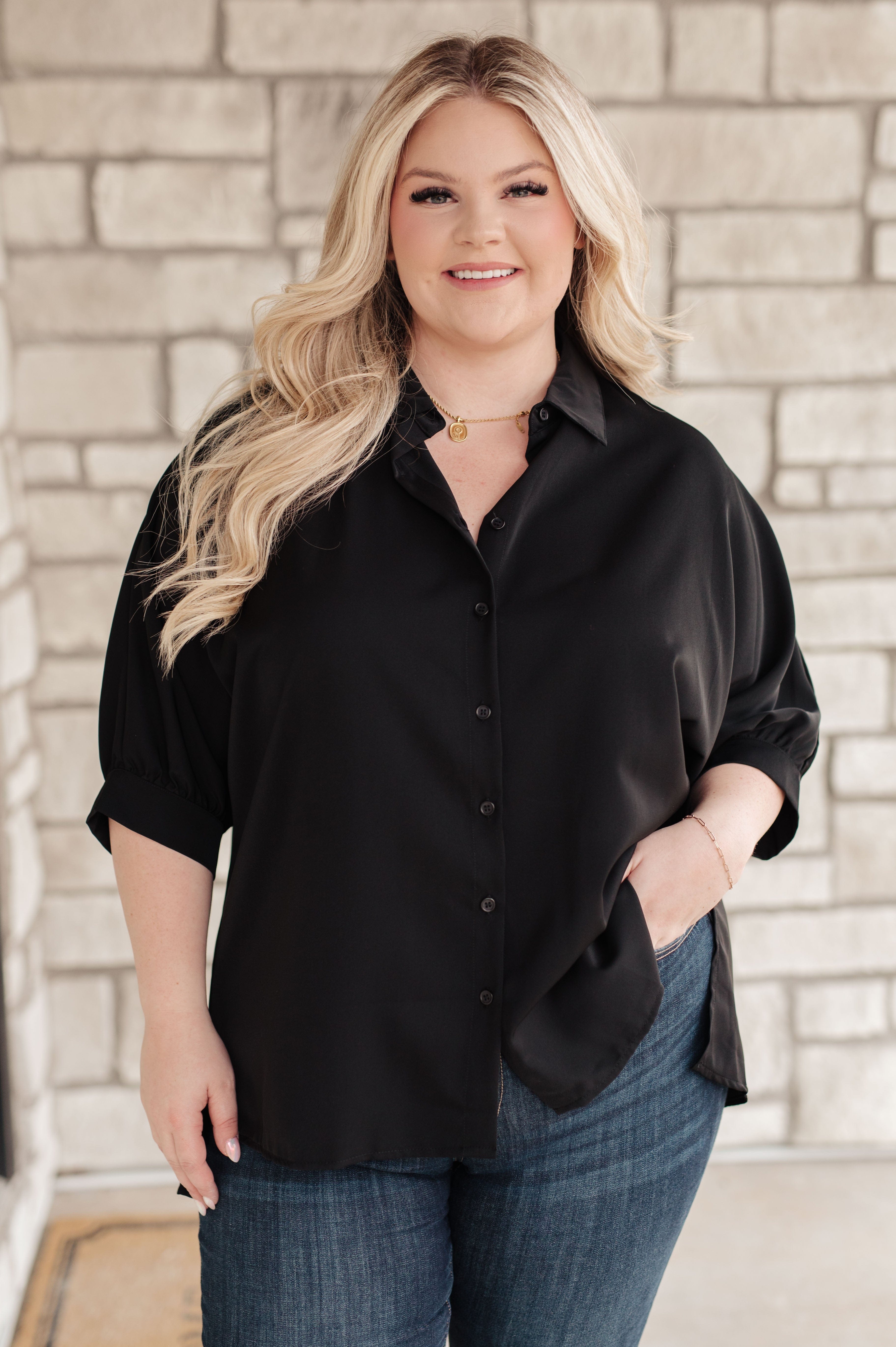 Turned Out Perfect Oversized Button Down Shirt-Womens-Stay Foxy Boutique, Florissant, Missouri