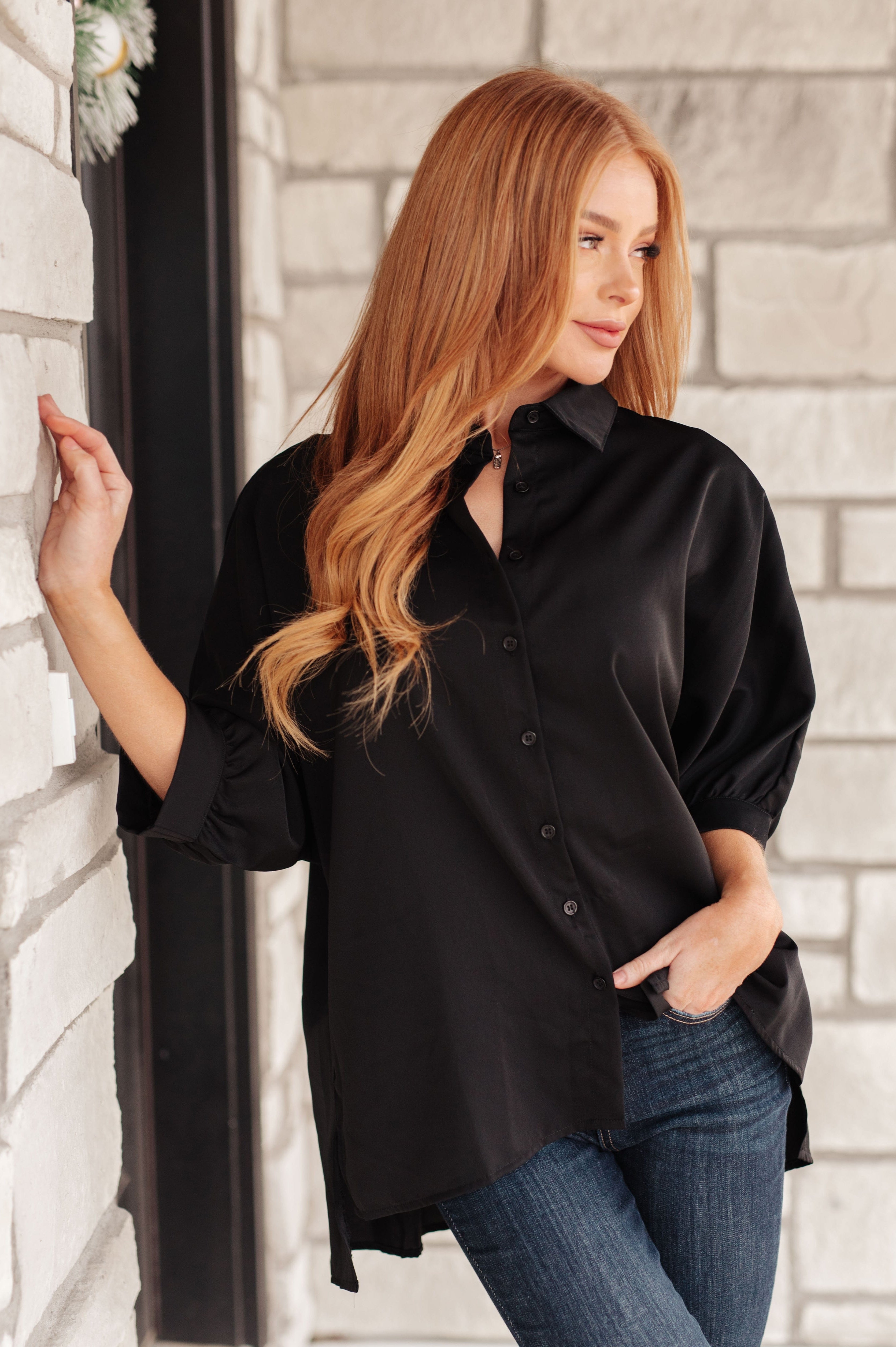 Turned Out Perfect Oversized Button Down Shirt-Womens-Stay Foxy Boutique, Florissant, Missouri