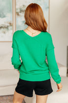 Very Understandable V-Neck Sweater in Green-Tops-Stay Foxy Boutique, Florissant, Missouri