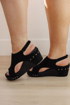 Walk This Way Wedge Sandals in Black Suede-Womens-Stay Foxy Boutique, Florissant, Missouri