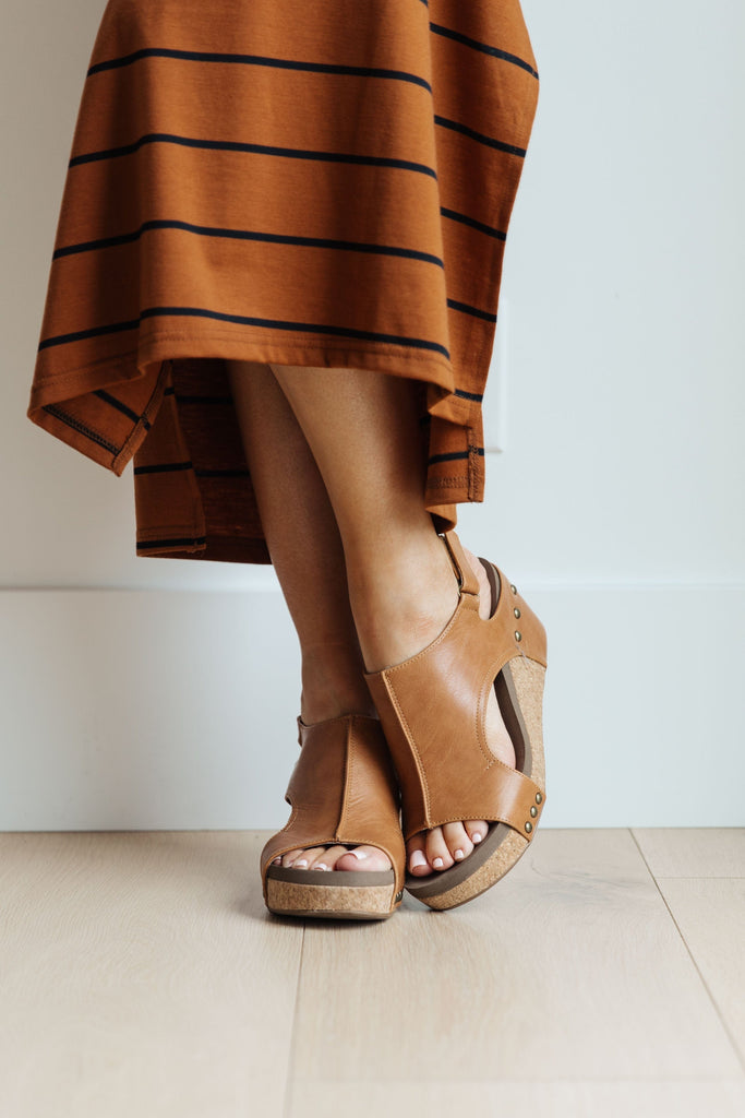 Walk This Way Wedge Sandals in Cognac-Womens-Stay Foxy Boutique, Florissant, Missouri