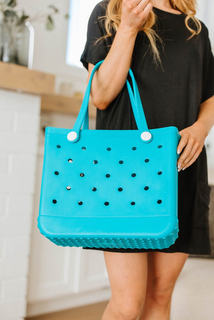 PREORDER: Waterproof Tote Bag in Turquoise-Womens-Stay Foxy Boutique, Florissant, Missouri