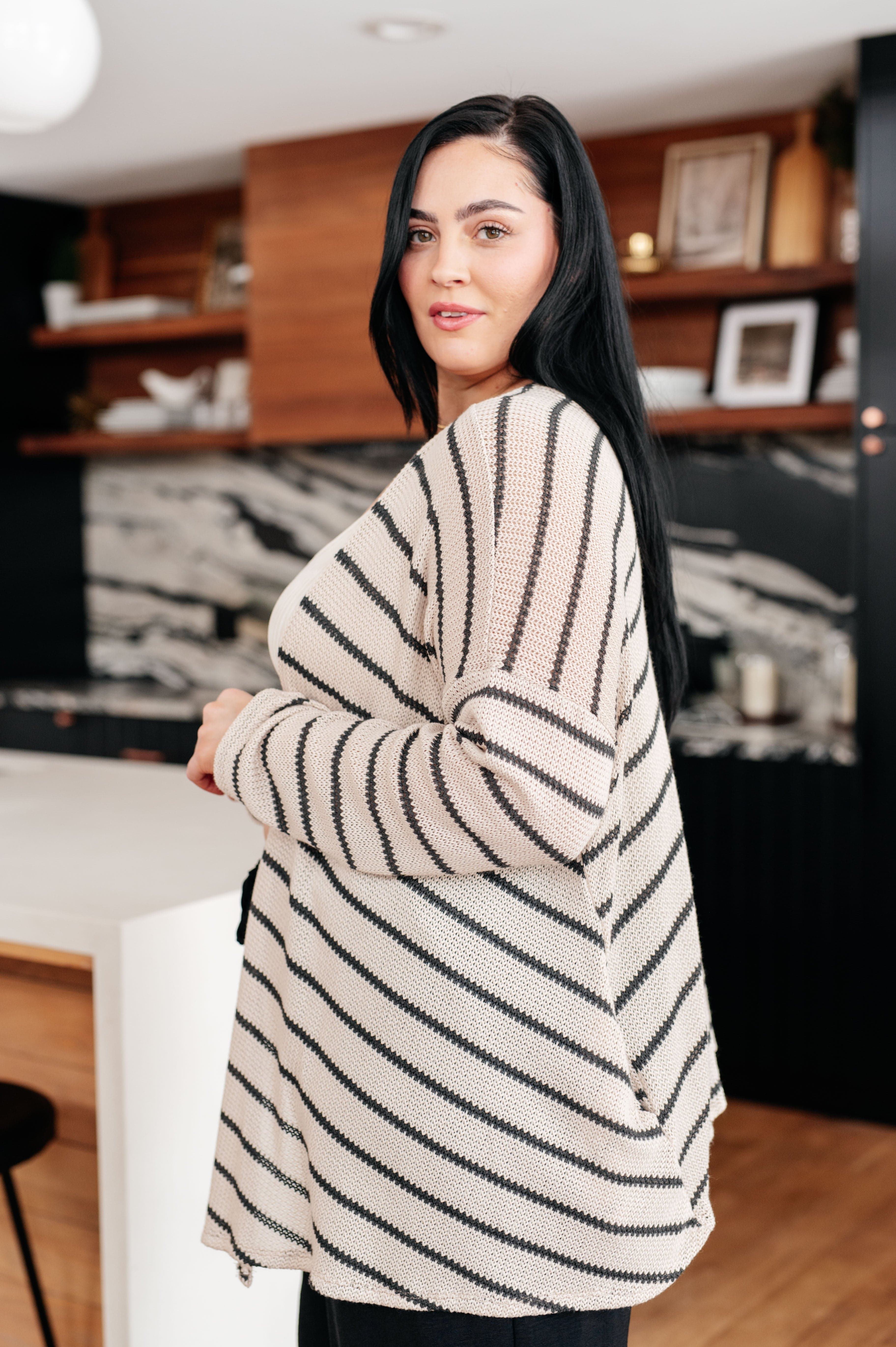 Weekend Adventure Striped Longline Cardigan-Womens-Stay Foxy Boutique, Florissant, Missouri