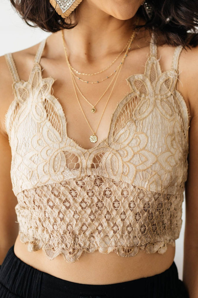 Live In Lace Bralette in Taupe-Womens-Stay Foxy Boutique, Florissant, Missouri