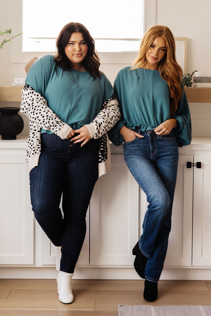 Winging It Ruffle Detail Top in Teal-Womens-Stay Foxy Boutique, Florissant, Missouri