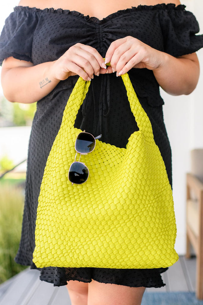 Woven and Worn Tote in Citron-Womens-Stay Foxy Boutique, Florissant, Missouri