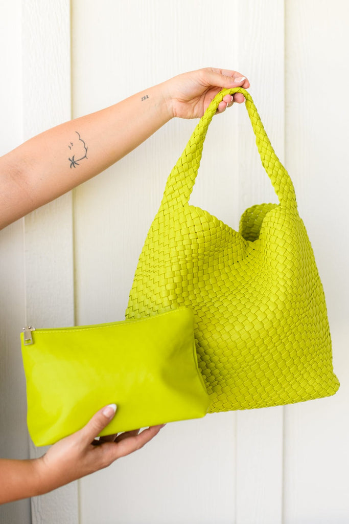 Woven and Worn Tote in Citron-Womens-Stay Foxy Boutique, Florissant, Missouri