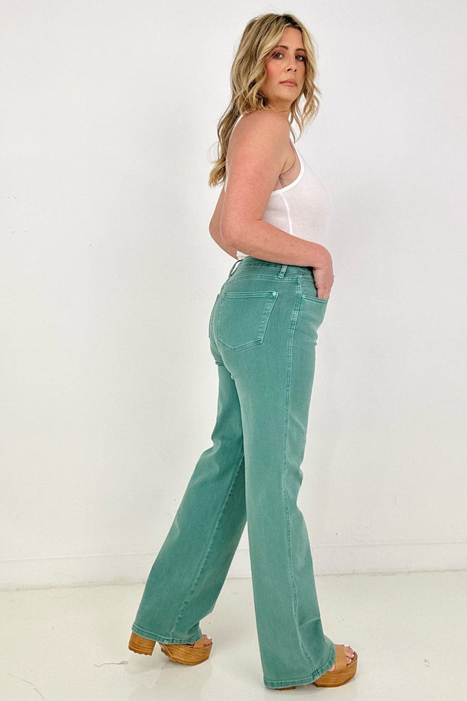 Judy Blue High Waist Garment Dyed 90's Straight Jeans-Jeans-Stay Foxy Boutique, Florissant, Missouri