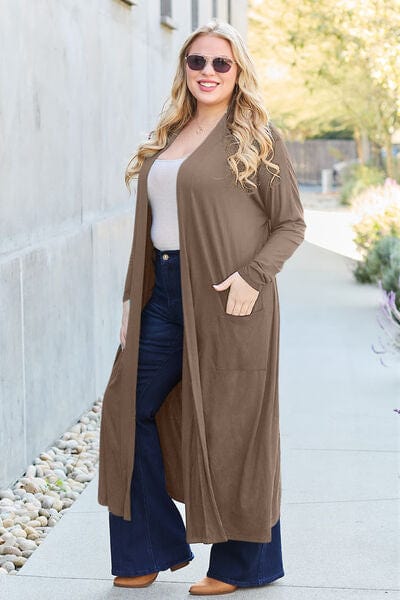 Basic Bae Full Size Open Front Long Sleeve Cover Up-Stay Foxy Boutique, Florissant, Missouri