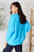 Zenana Round Neck Long Sleeve Sweater with Pocket-Stay Foxy Boutique, Florissant, Missouri