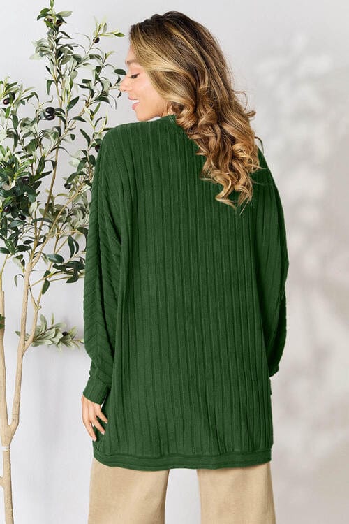 Basic Bae Full Size Ribbed Cocoon Cardigan-Stay Foxy Boutique, Florissant, Missouri