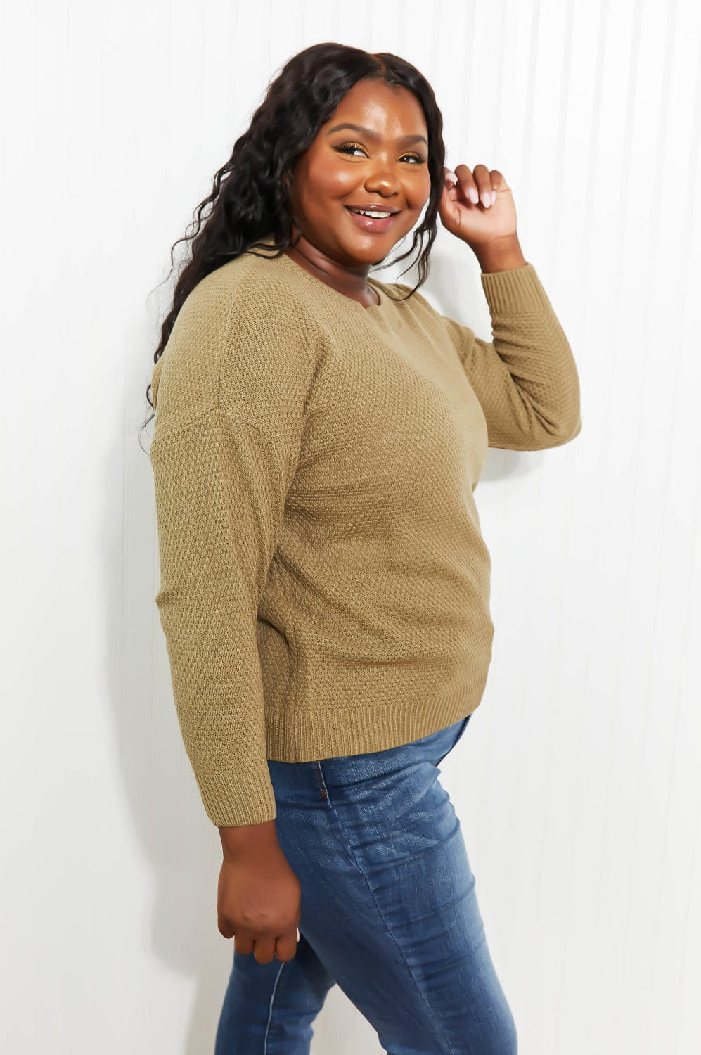 Zenana Bundled Up Full Size Round Neck Sweater-Stay Foxy Boutique, Florissant, Missouri