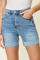Judy Blue Full Size Tummy Control High Waist Denim Shorts-Stay Foxy Boutique, Florissant, Missouri