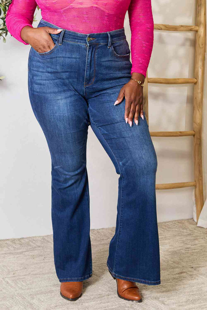 Judy Blue Full Size Flare Jeans with Pockets-Stay Foxy Boutique, Florissant, Missouri