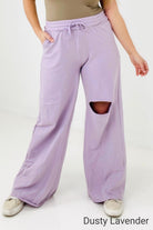 New Colors - Zenana French Terry Laser Cut Pants With Pockets-Pants-Stay Foxy Boutique, Florissant, Missouri