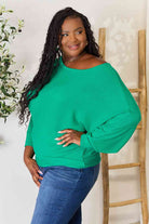 Zenana Full Size Round Neck Batwing Sleeve Blouse-Stay Foxy Boutique, Florissant, Missouri