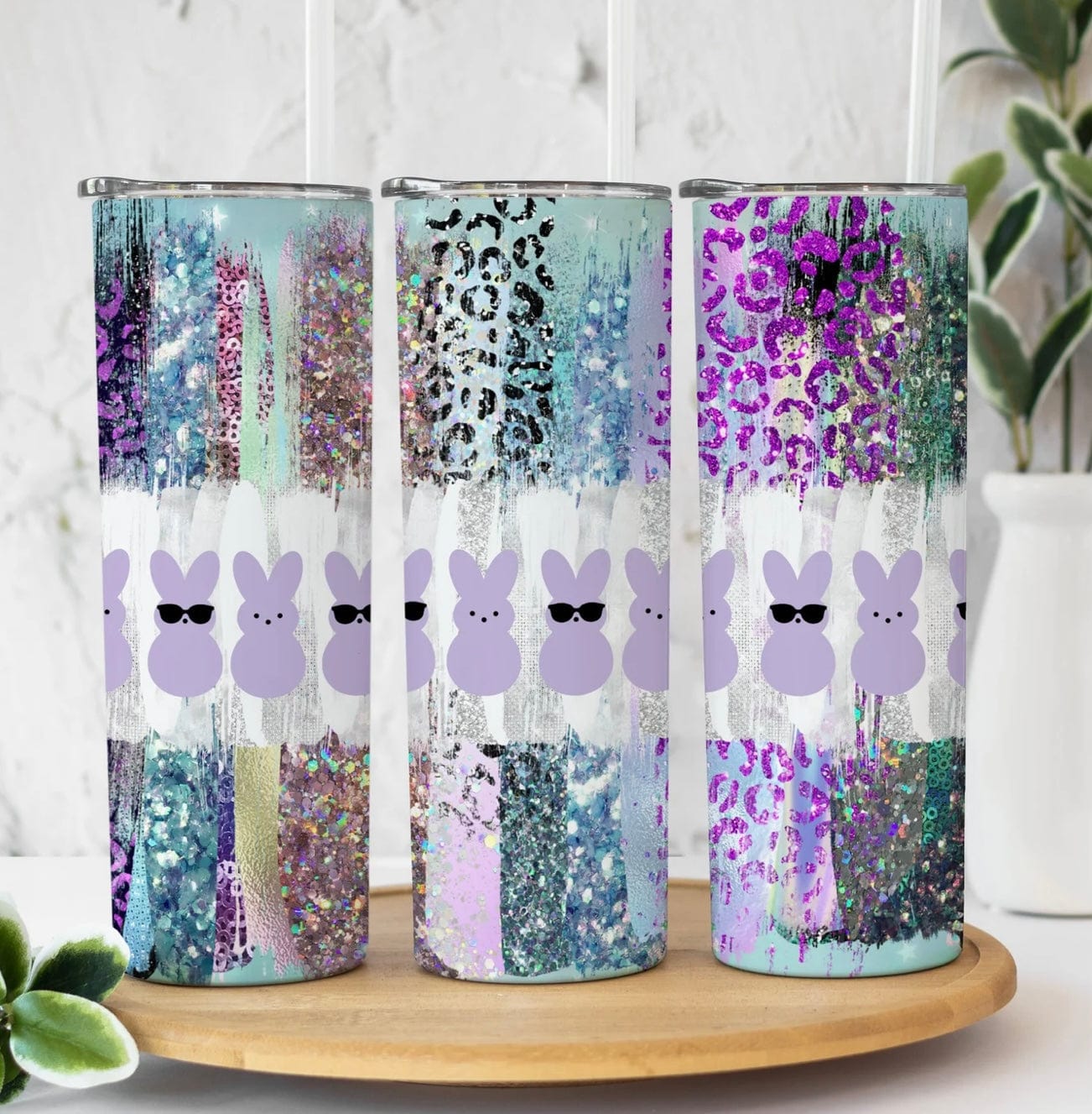 Glitter Animal Print Peeps Easter Tumbler-Stay Foxy Boutique, Florissant, Missouri