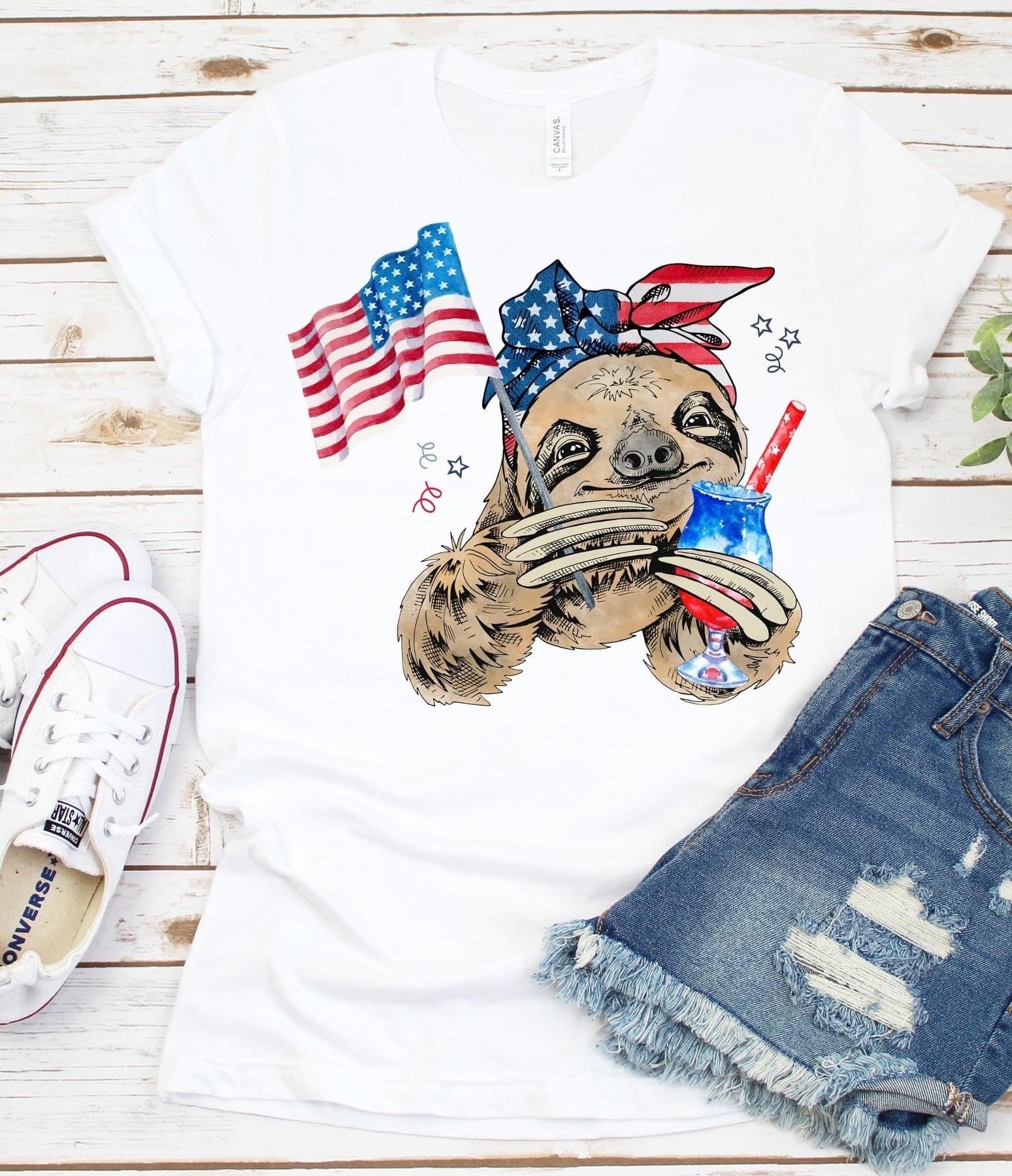 American Sloth Graphic T #159-Graphic T-Stay Foxy Boutique, Florissant, Missouri