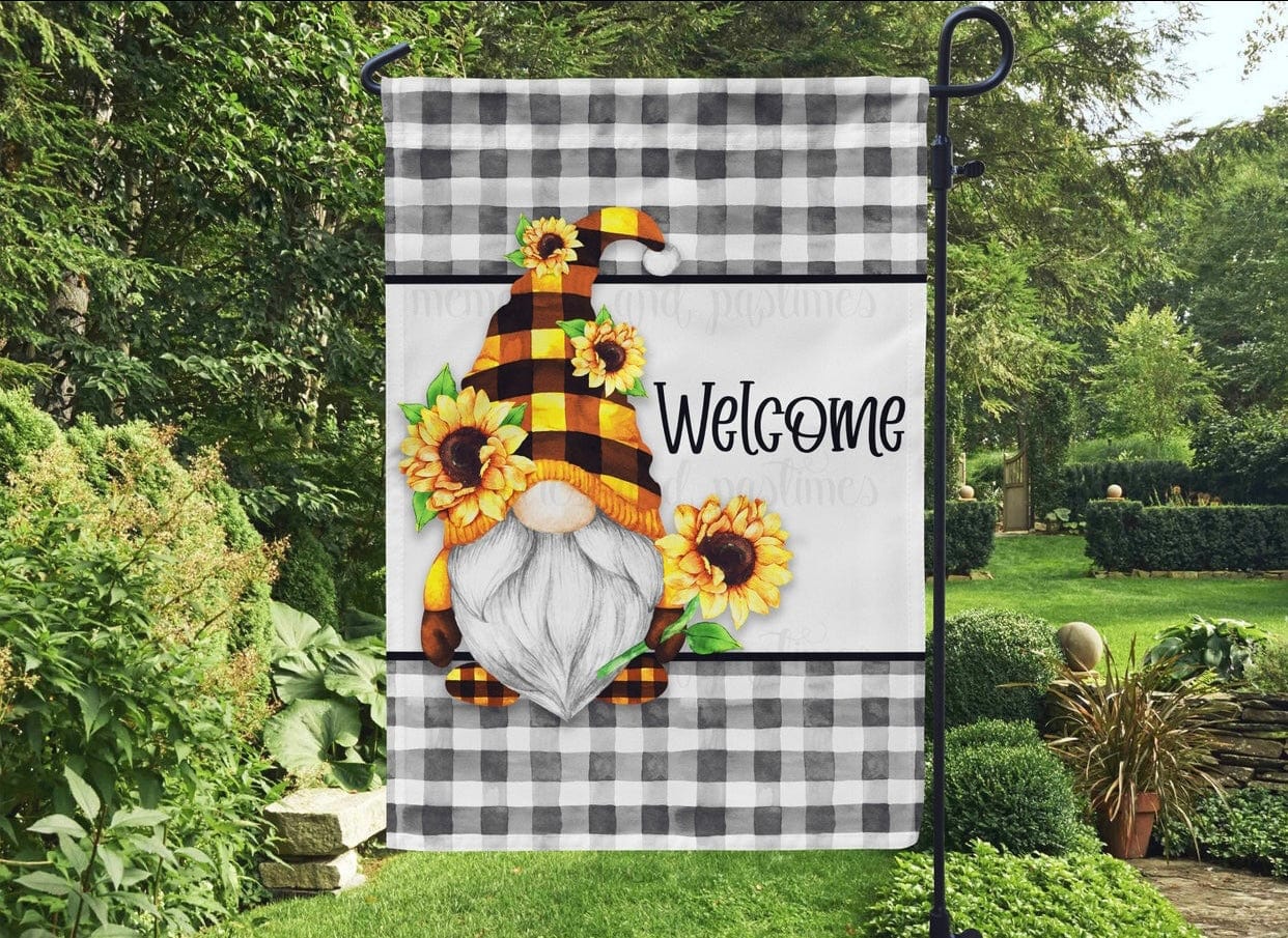 Gnome Welcome Flag-Stay Foxy Boutique, Florissant, Missouri