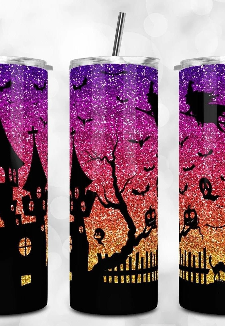 Glitter Sunset Witch Tumbler-Drinkware-Stay Foxy Boutique, Florissant, Missouri