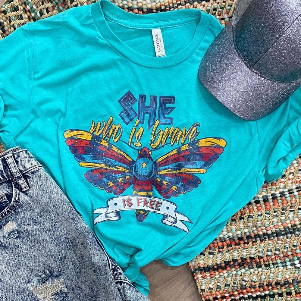 She who is Brave Graphic T-Graphic T-Stay Foxy Boutique, Florissant, Missouri
