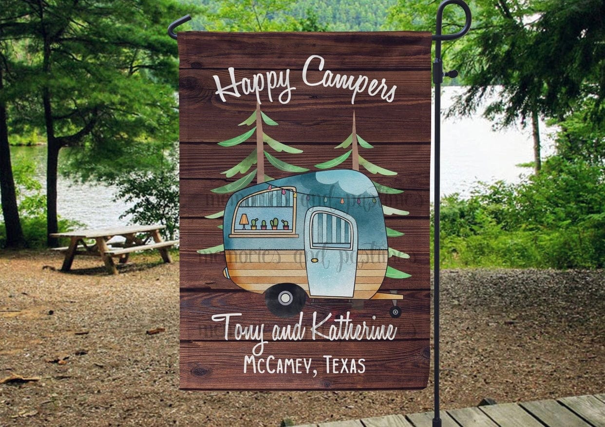 Happy Campers Flag *ADD A NAME*-Stay Foxy Boutique, Florissant, Missouri