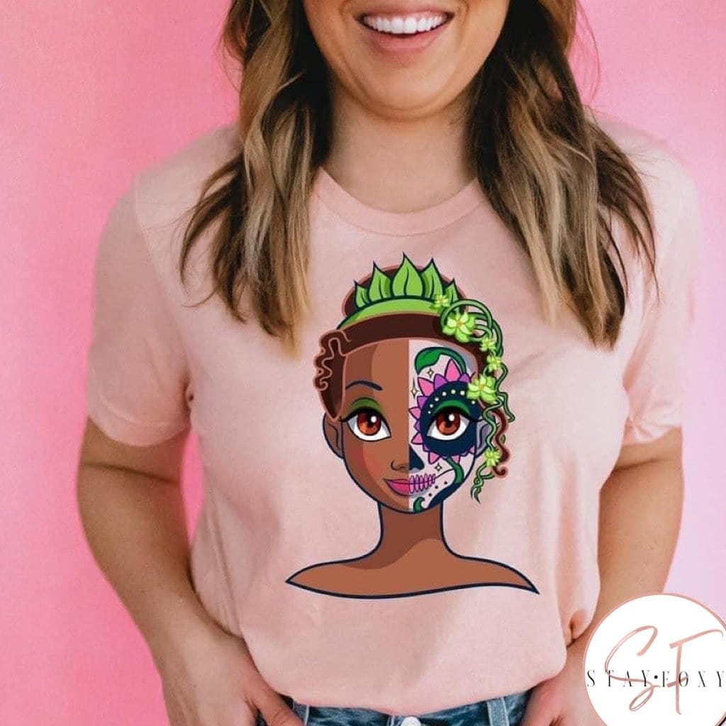 Color Skull Princess Tiana Graphic T #129-Graphic T-Stay Foxy Boutique, Florissant, Missouri
