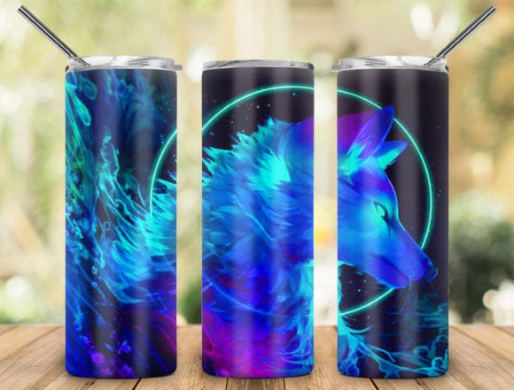 Neon Wolf Tumbler-Drinkware-Stay Foxy Boutique, Florissant, Missouri