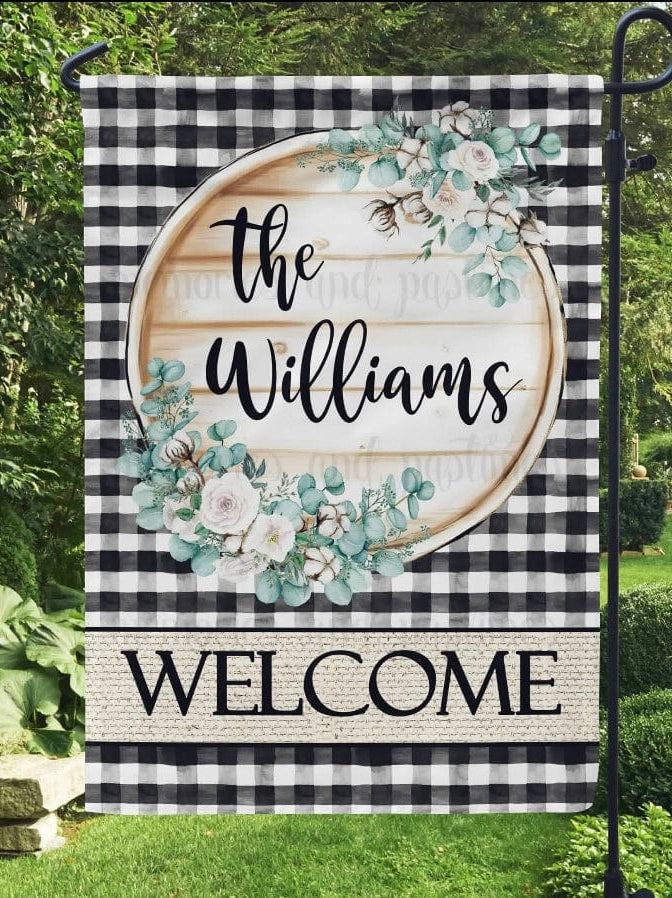 Plaid Welcome Garden Flag *ADD A NAME*-Stay Foxy Boutique, Florissant, Missouri