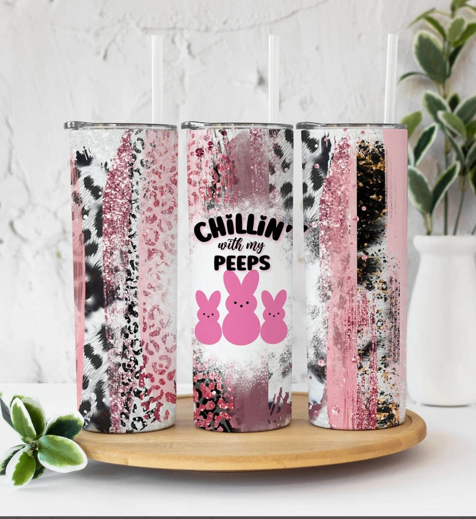 Pink Glitter Print Easter Tumbler-Stay Foxy Boutique, Florissant, Missouri