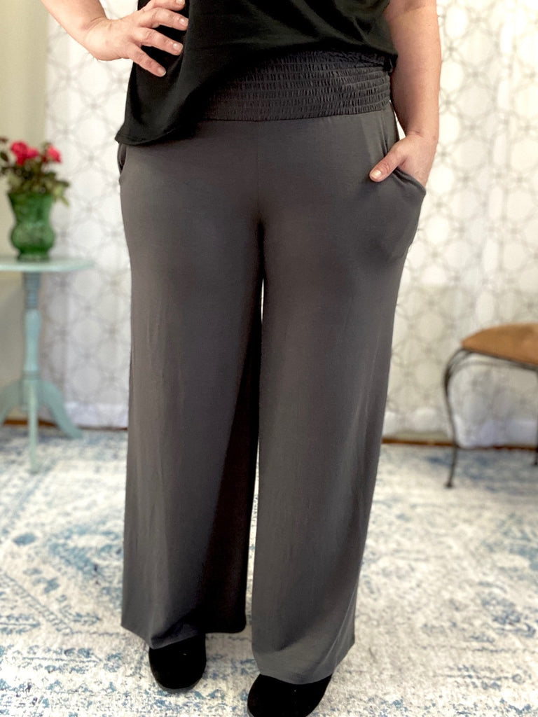 Simply Lightweight Styled Smocked Waist Lounge Pants-Pants-Stay Foxy Boutique, Florissant, Missouri