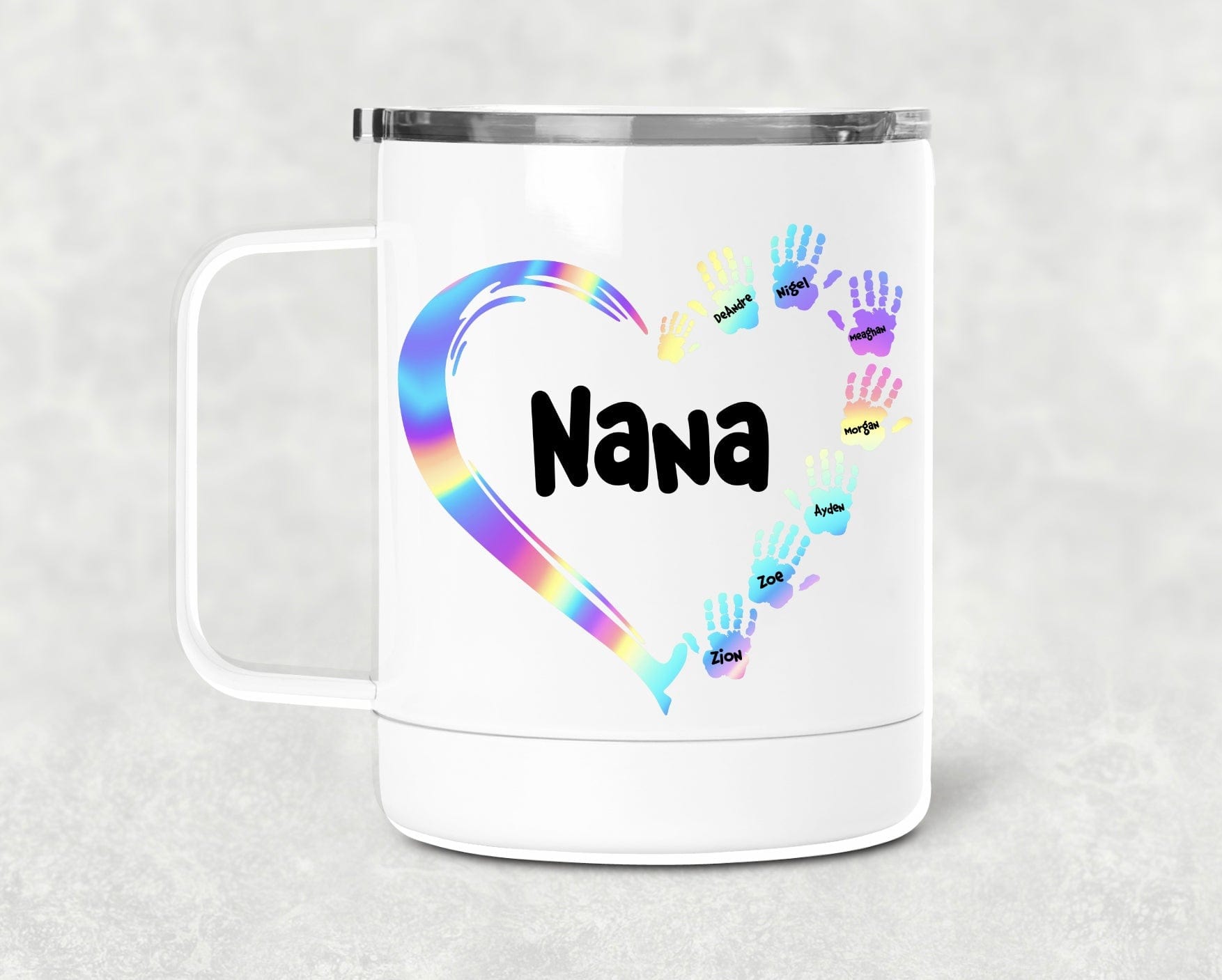 Mama Happy Hands FULLY CUSTOM MUG OR WINE CUP (CHOOSE NAME FOR MOM OR GRANDMA)-Graphic T-Stay Foxy Boutique, Florissant, Missouri