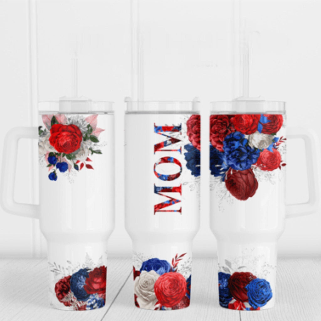 Red White and Blue Mom 40 oz Tumbler-Stay Foxy Boutique, Florissant, Missouri