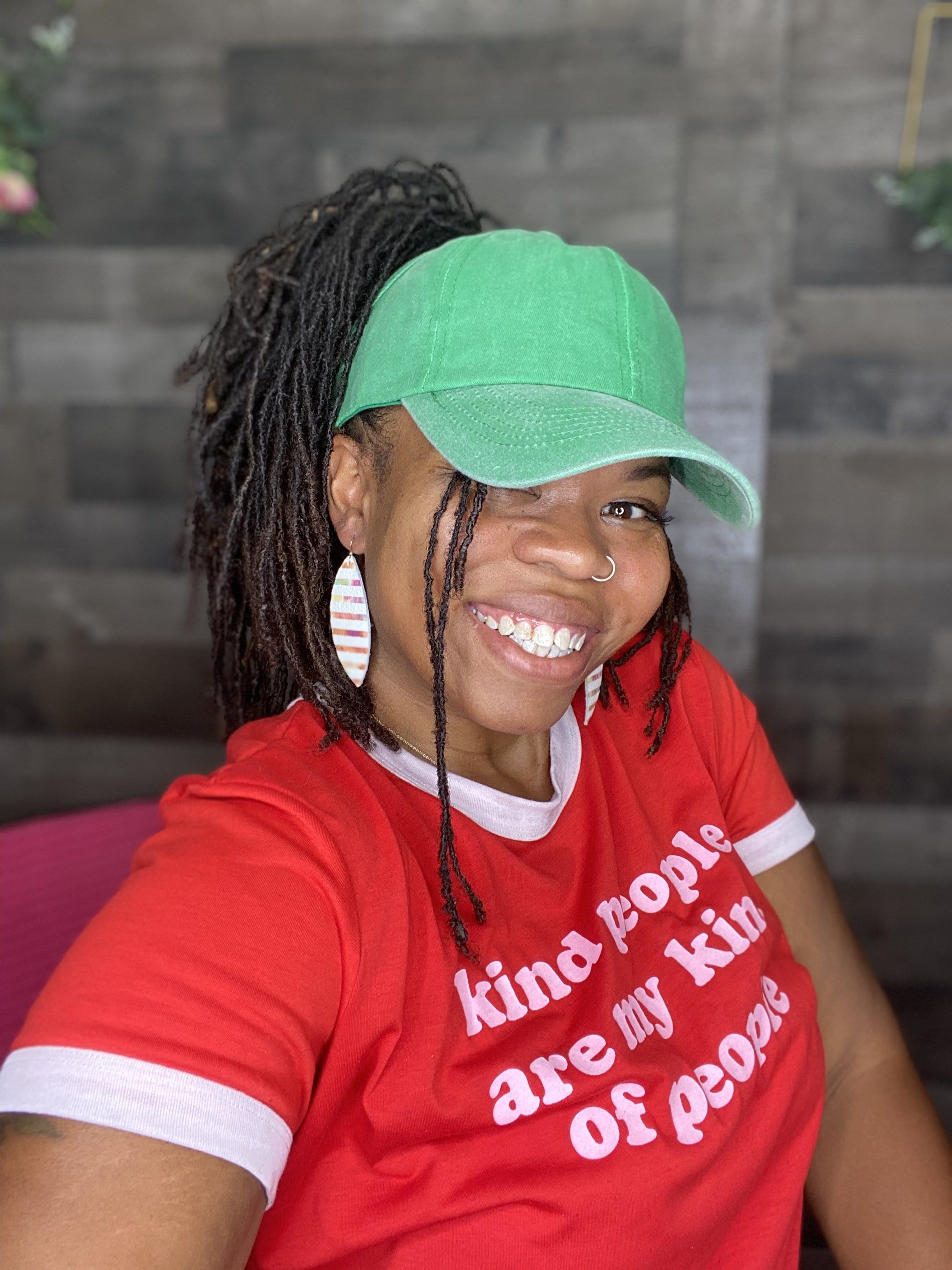 Distressed Backless Hat for Full Hair with Adjustable back-Hat-Stay Foxy Boutique, Florissant, Missouri