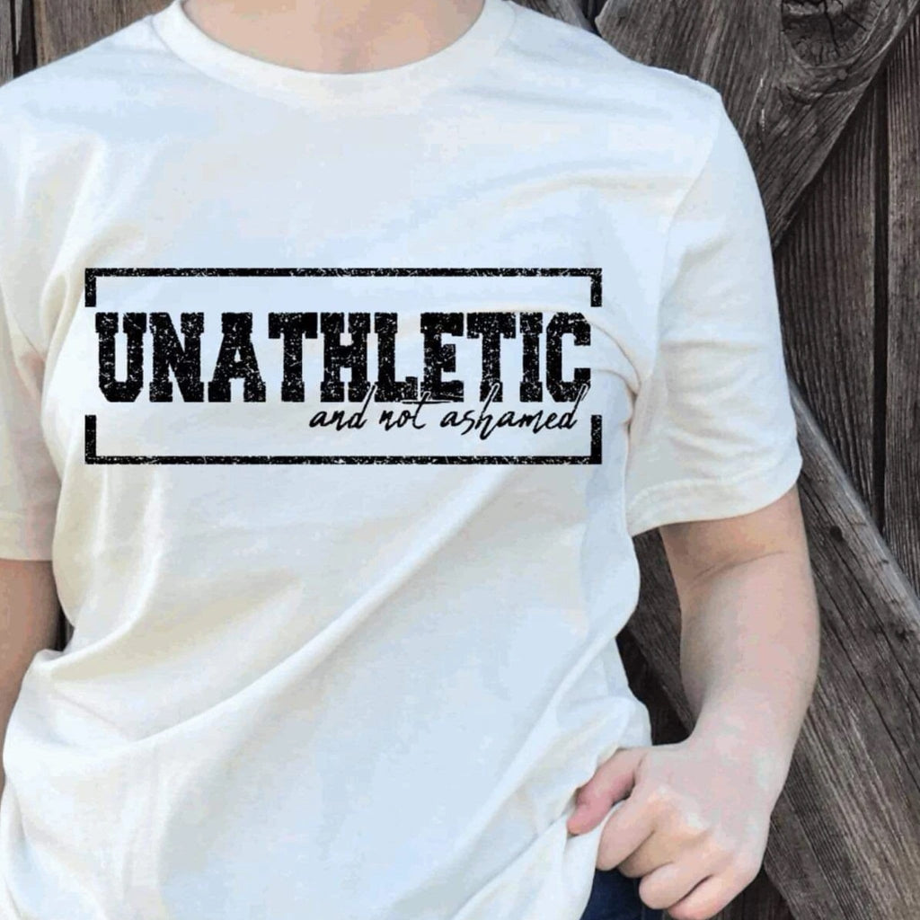 Unathletic and not ashamed Graphic T-Graphic T-Stay Foxy Boutique, Florissant, Missouri