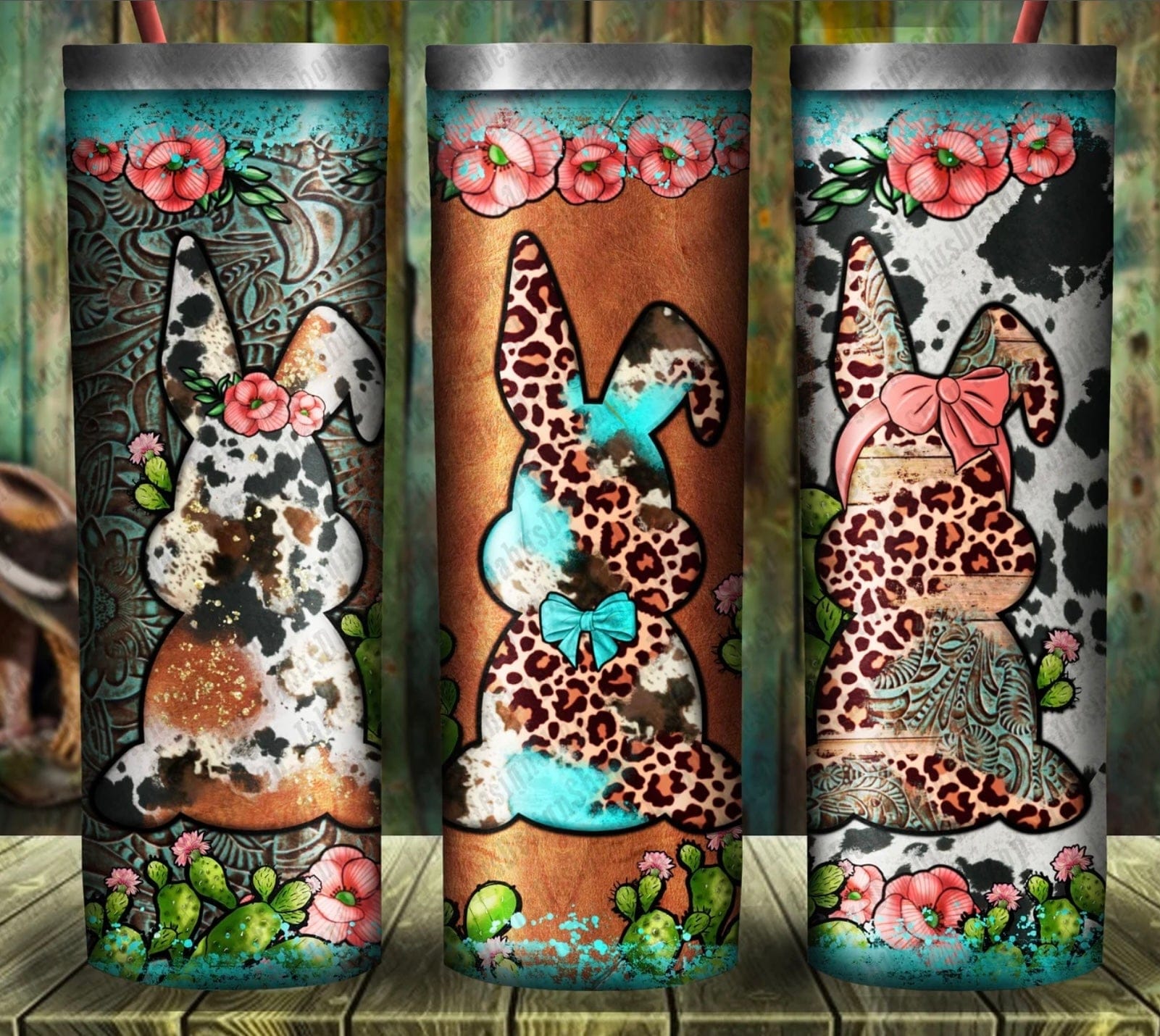 Animal Print Bunnies Easter Tumbler-Stay Foxy Boutique, Florissant, Missouri