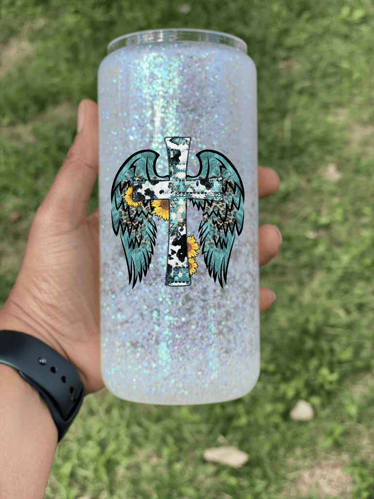 Wings Snow Globe Glass Cup-Drinkware-Stay Foxy Boutique, Florissant, Missouri
