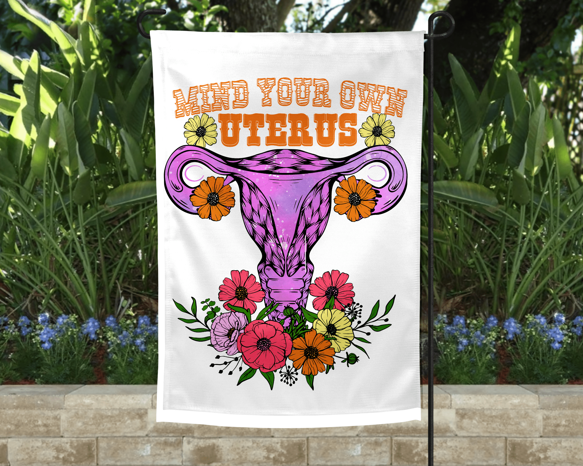 Mind Your Own Floral Garden Flag-Stay Foxy Boutique, Florissant, Missouri