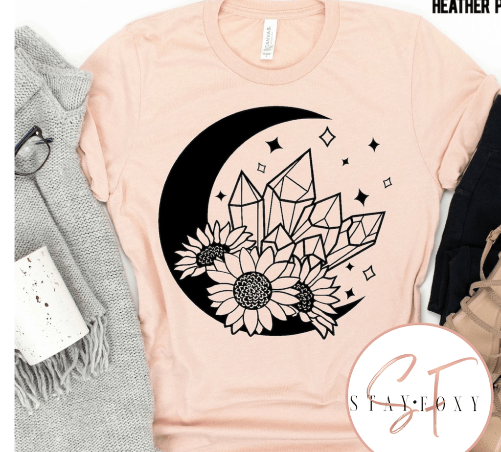 Sunflower Crystal Moon Graphic T – Stay Foxy Boutique