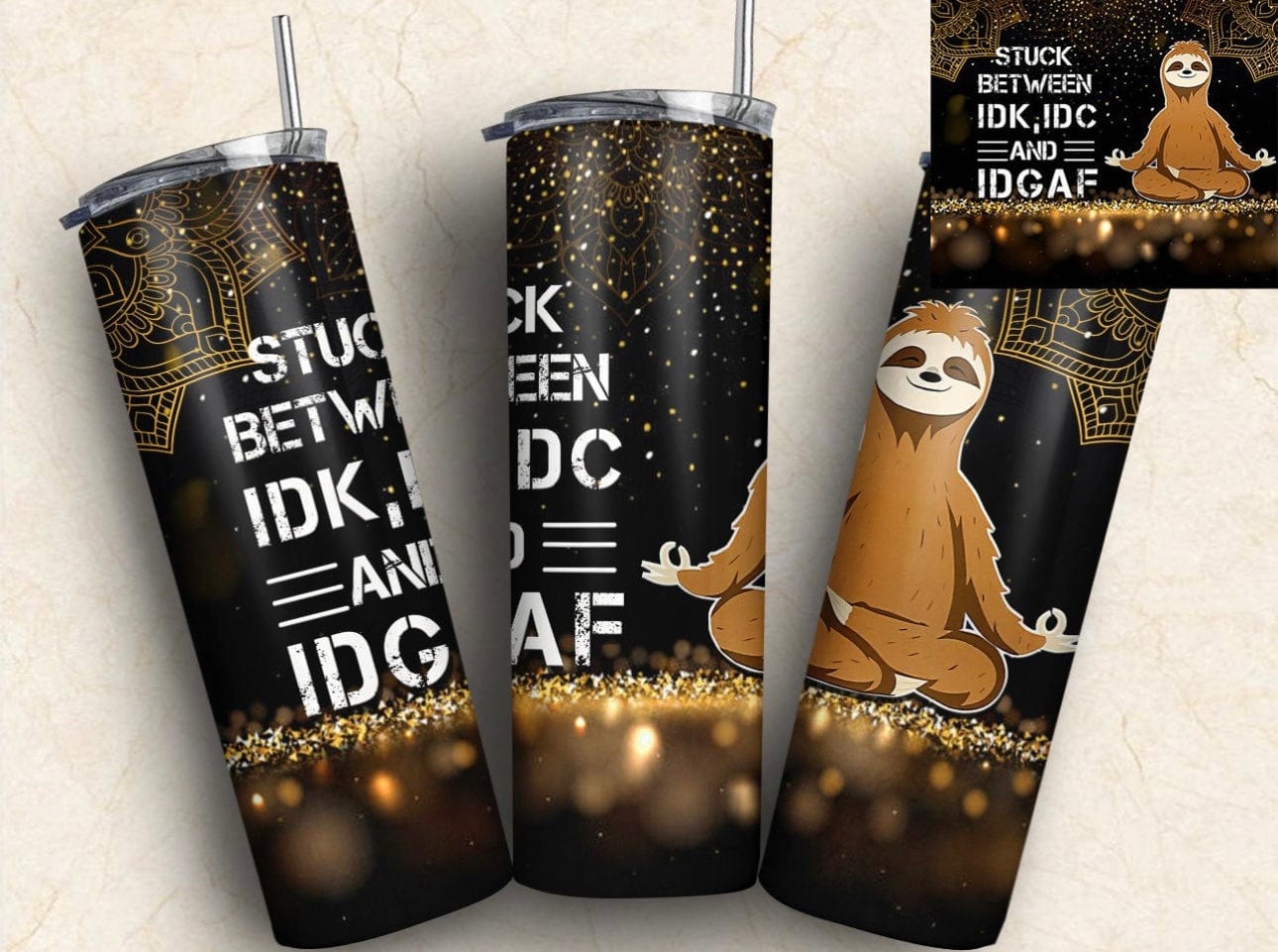 Sloth IDGAF Tumbler-Stay Foxy Boutique, Florissant, Missouri