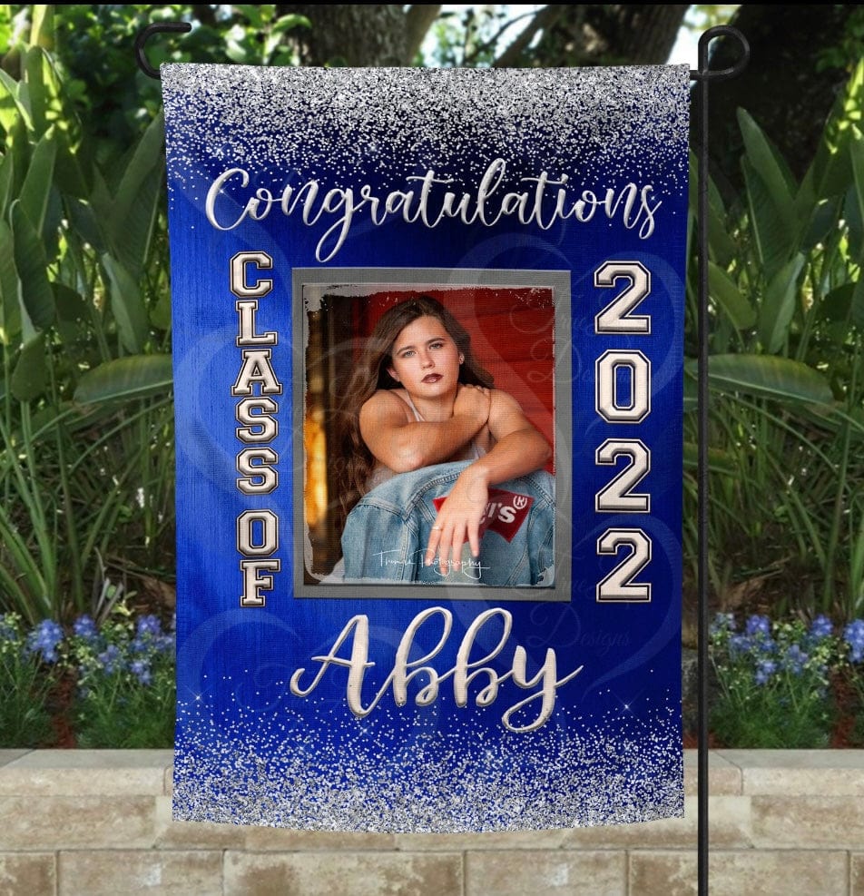 Graduation Blue Garden Flag *ADD A NAME AND PHOTO*-Stay Foxy Boutique, Florissant, Missouri