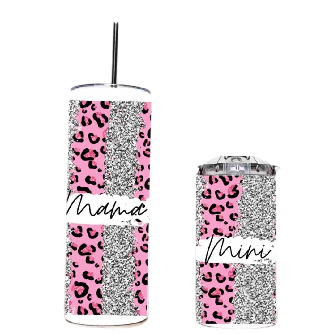 Mama/Mini Pink Leopard Tumbler-Stay Foxy Boutique, Florissant, Missouri