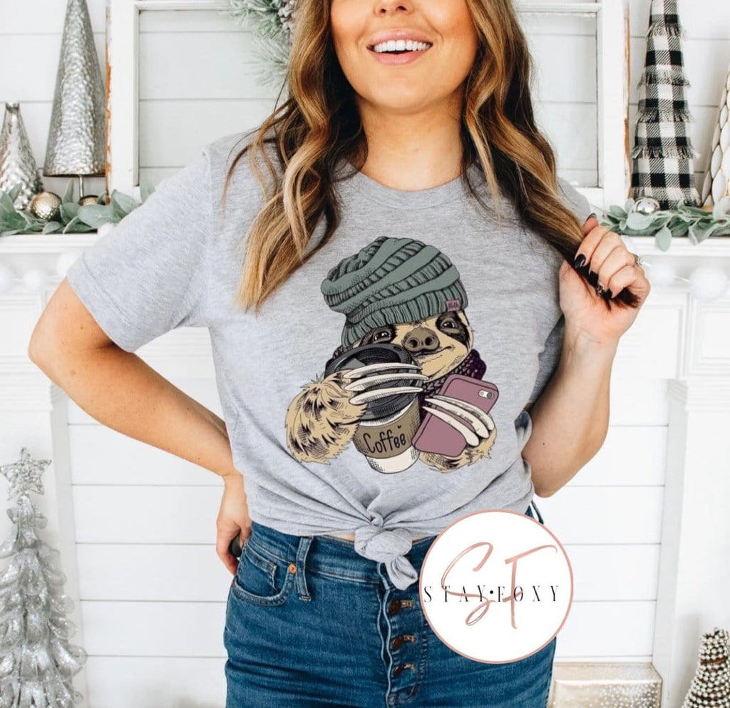 Fall Sloth Graphic T-Graphic T-Stay Foxy Boutique, Florissant, Missouri