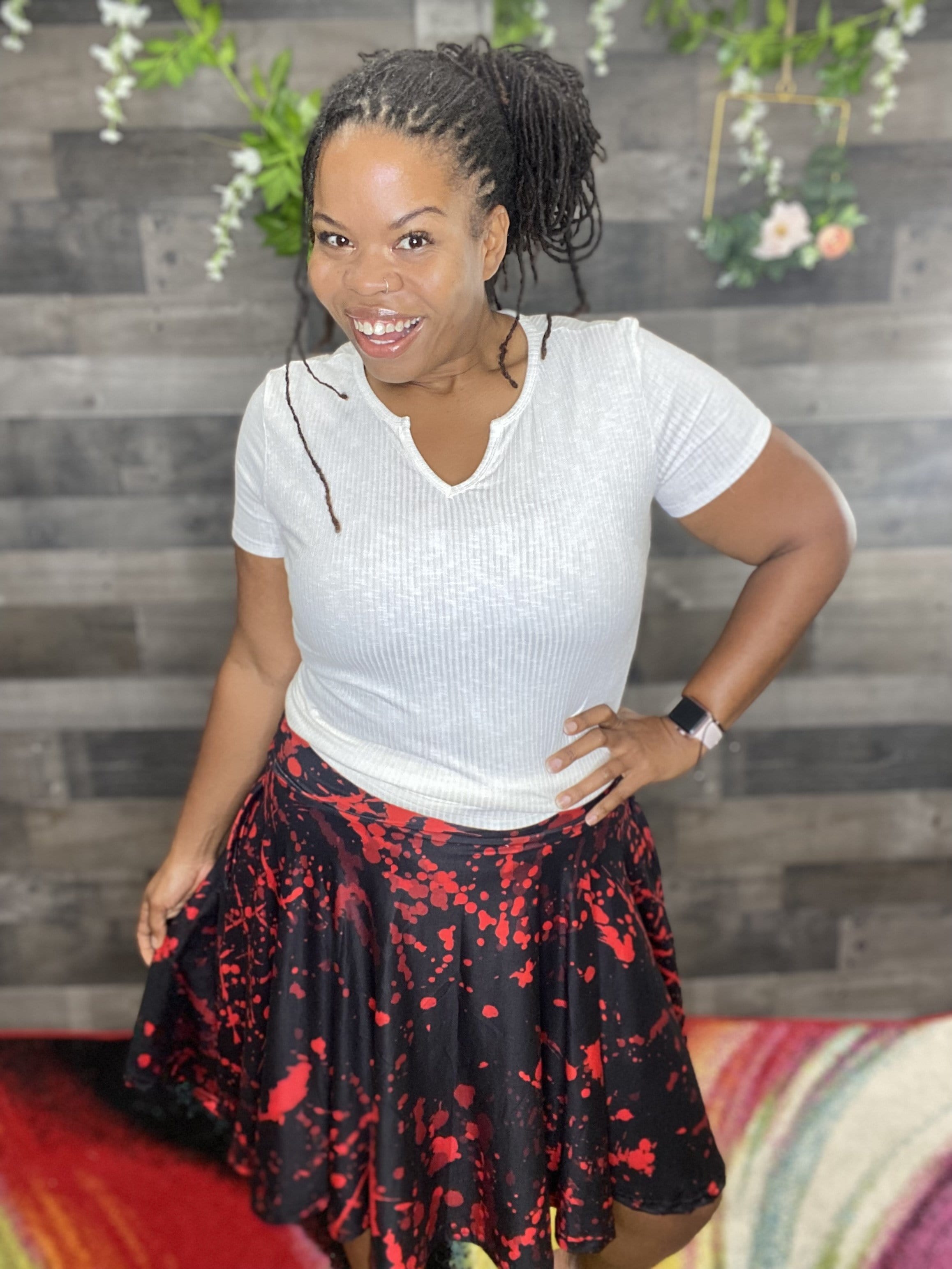 Zoe Swing Skirt: Blood Spatter Swing Skirt-Rebellious Rose Specialty Shoppe-Stay Foxy Boutique, Florissant, Missouri